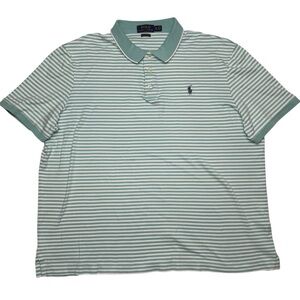 Polo Ralph Lauren Polo Shirt Teal/White Striped Pony Classic Fit Men's Size XL